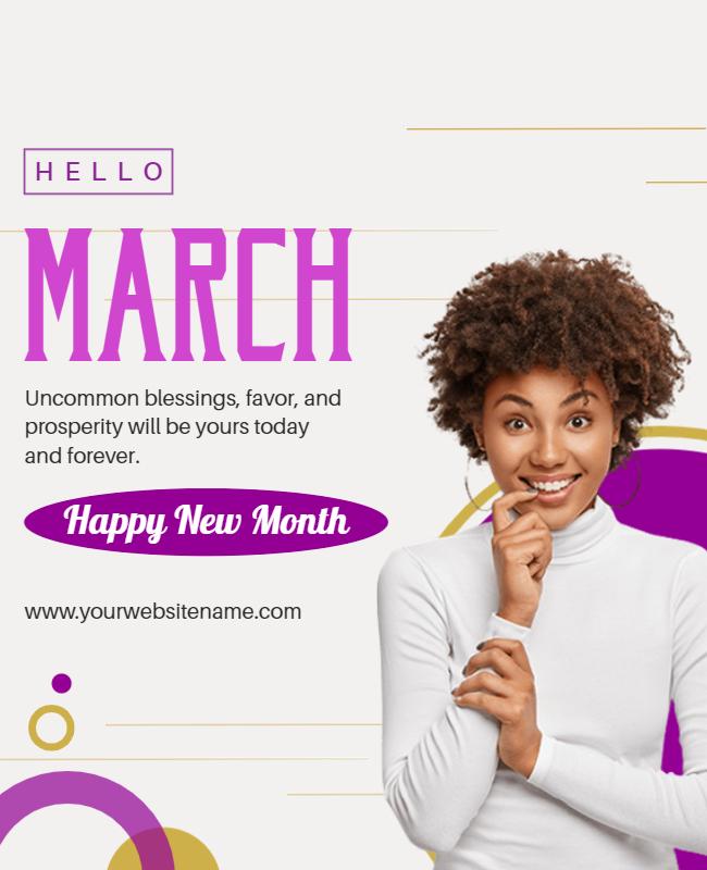 Modern Minimalist March New Month Celebration Poster Template