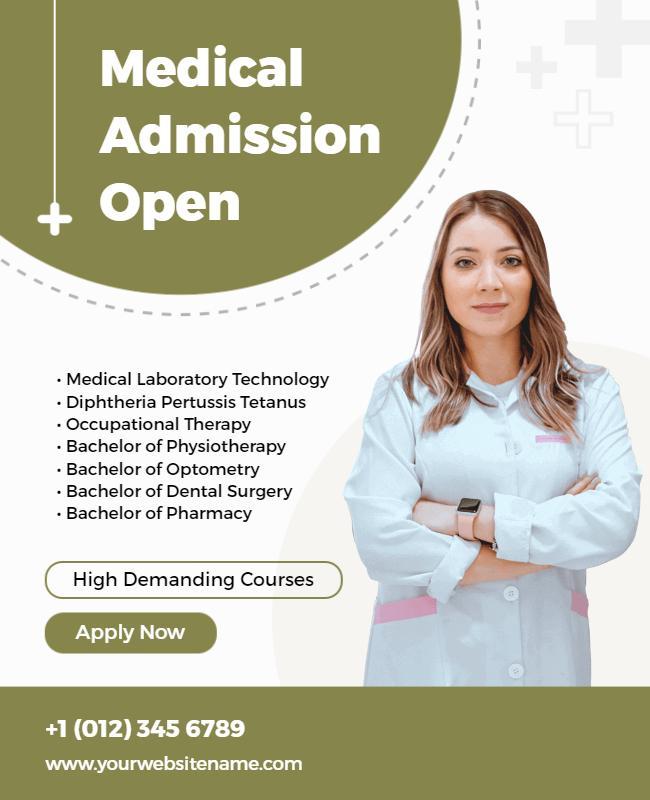 Modern Minimalist Medical Admission Open Courses Poster Template