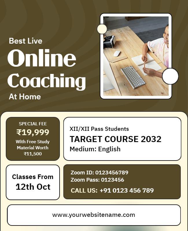 Modern Minimalist Online Coaching Home Class Poster Template