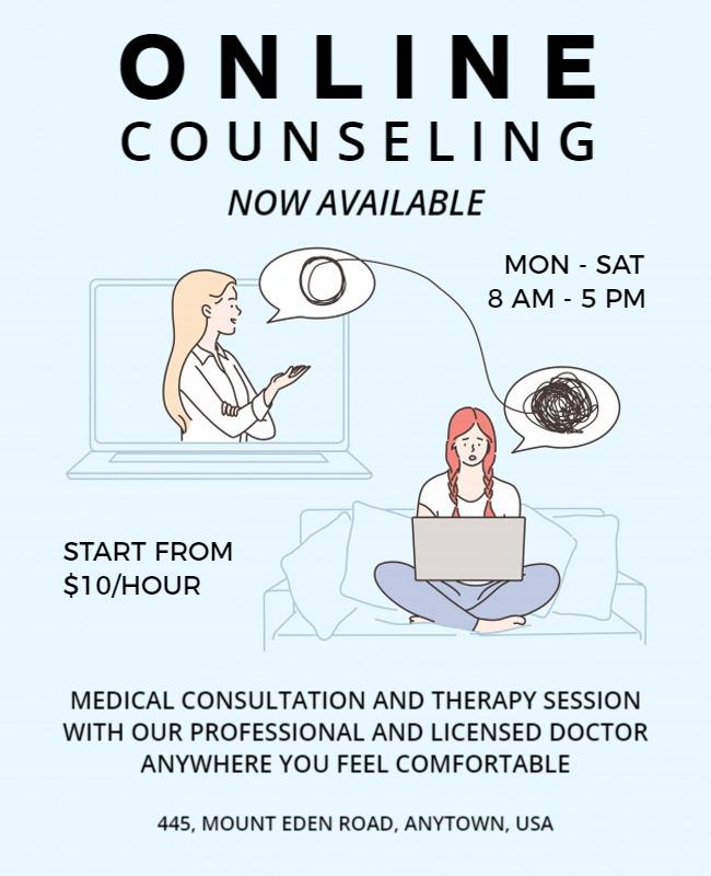 Modern Minimalist Online Counseling Service Poster Template