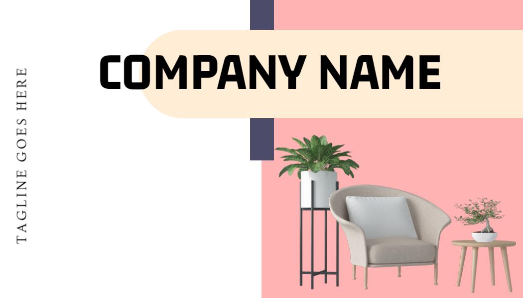 Modern Minimalist Pink and White Furniture Showcase Business Card Template