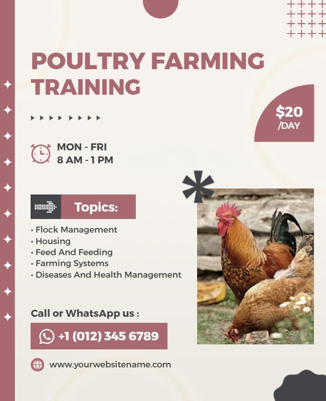 Modern Minimalist Poultry Farming Training Workshop Poster Template