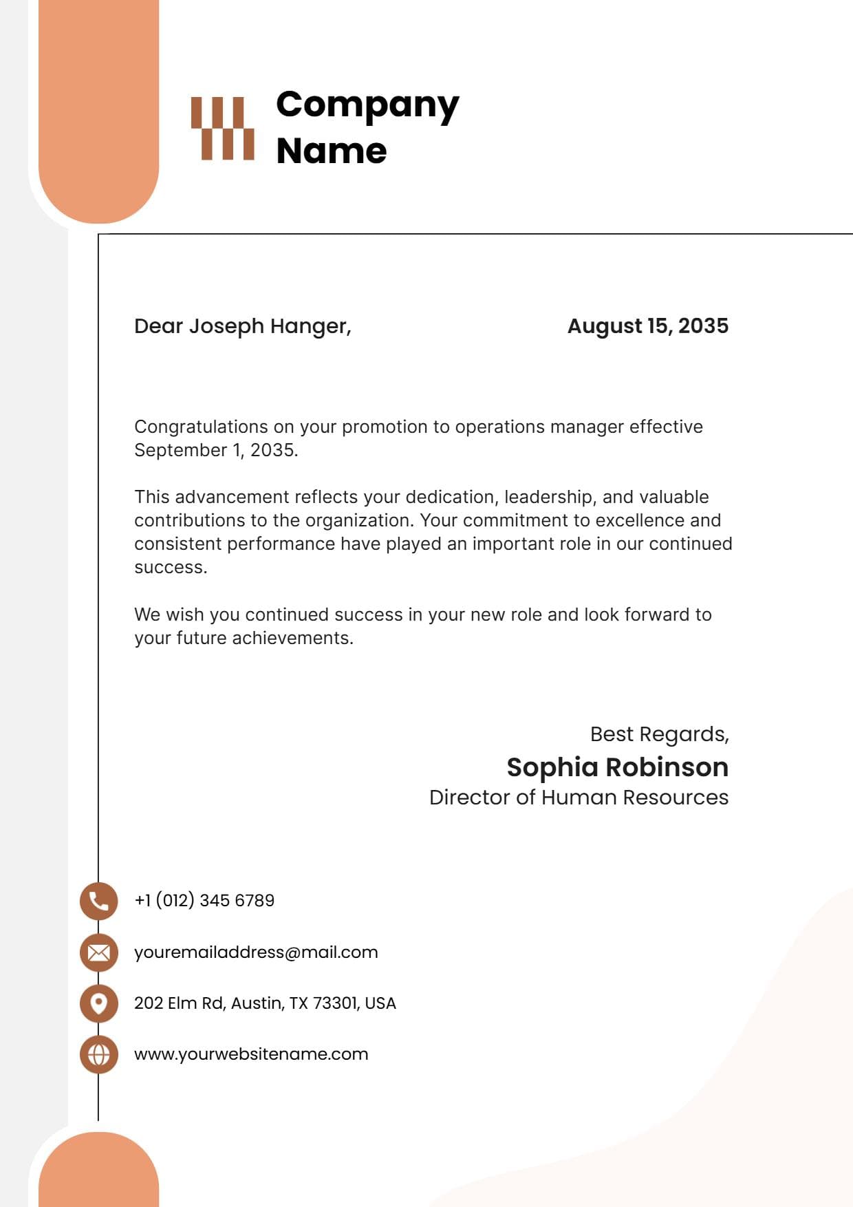 Modern Minimalist Professional Employment Promotion Letterhead Template