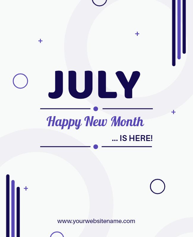 Modern Minimalist Purple July New Month Announcement Poster Template