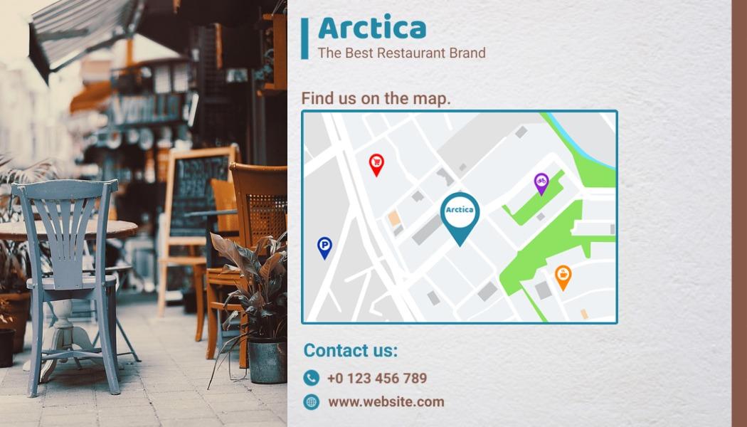 Modern Minimalist Restaurant Location Map Business Card Template