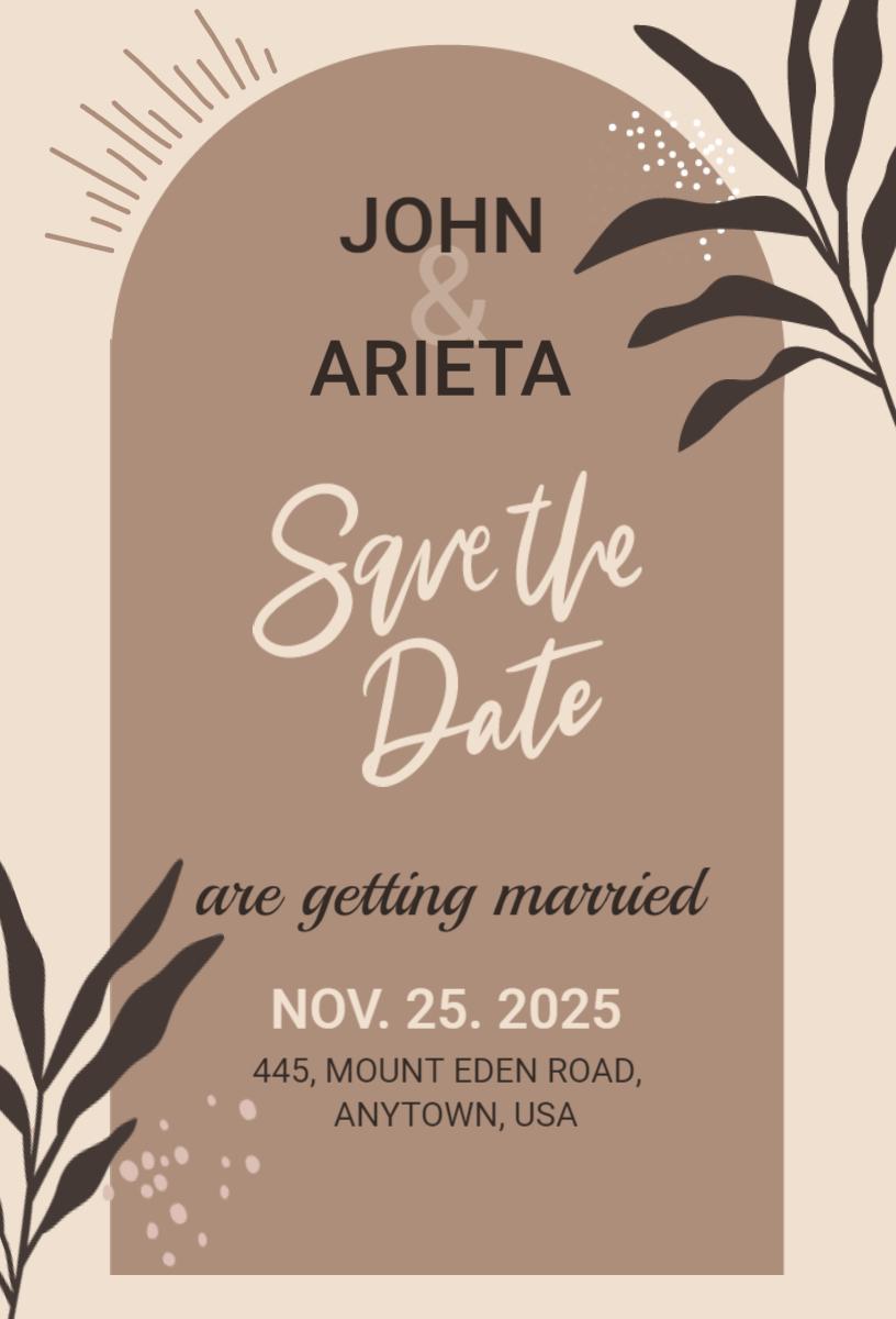 Modern Minimalist Save The Date Wedding Invitation Template