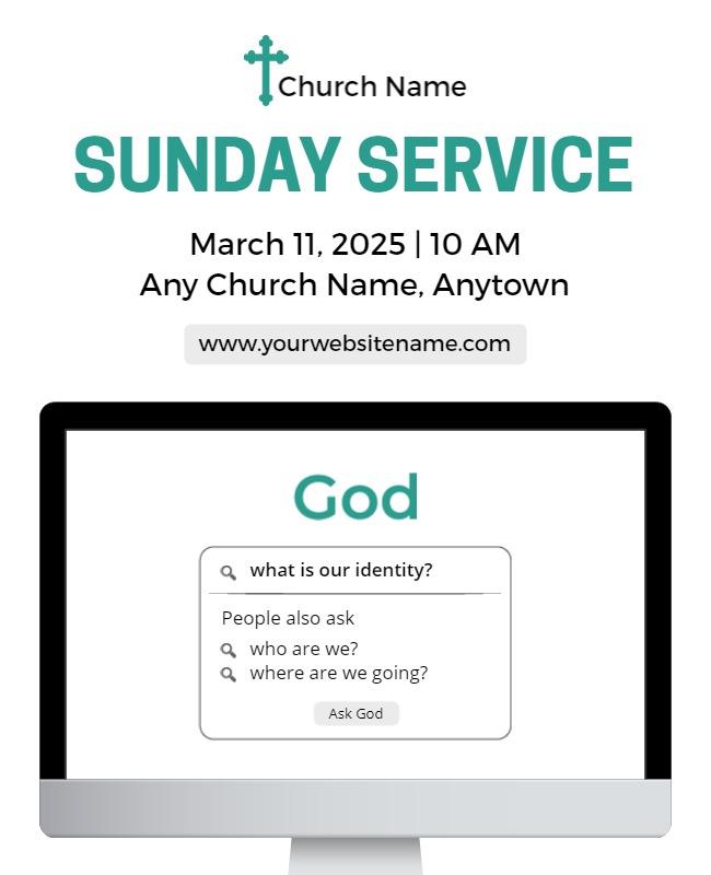 Modern Minimalist Sunday Service Invitation Flyer Template