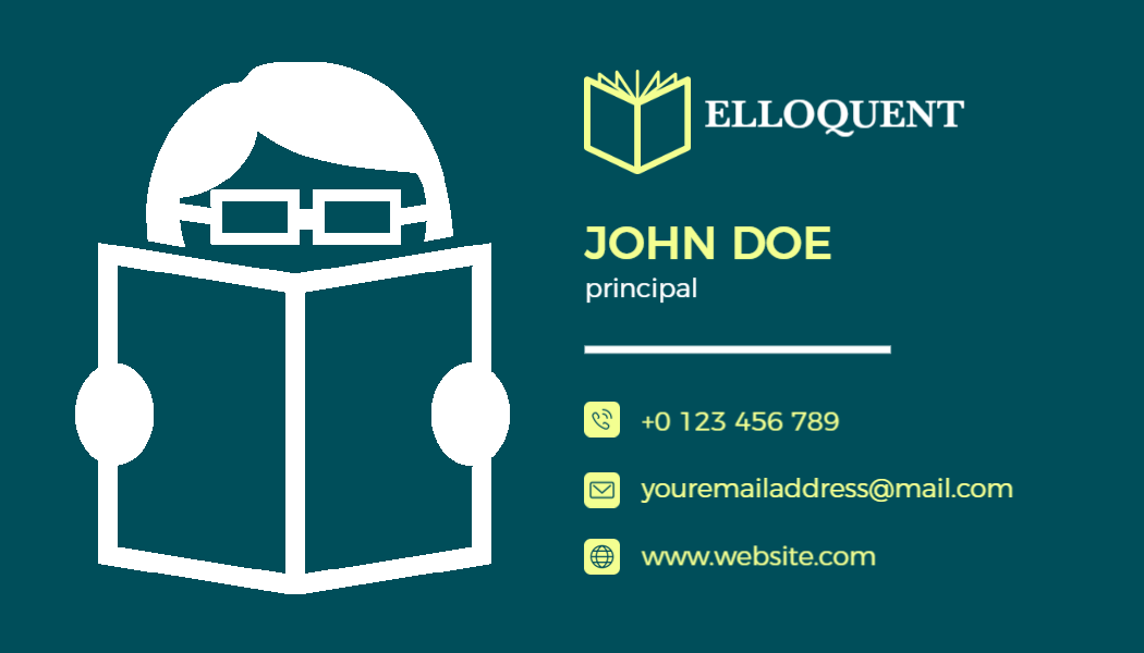 Modern Minimalist Teal Education Professional Business Card Template