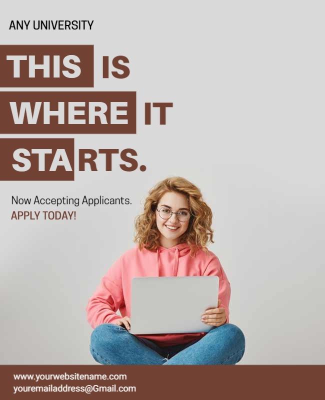 Modern Minimalist University Enrollment Announcement Poster Template