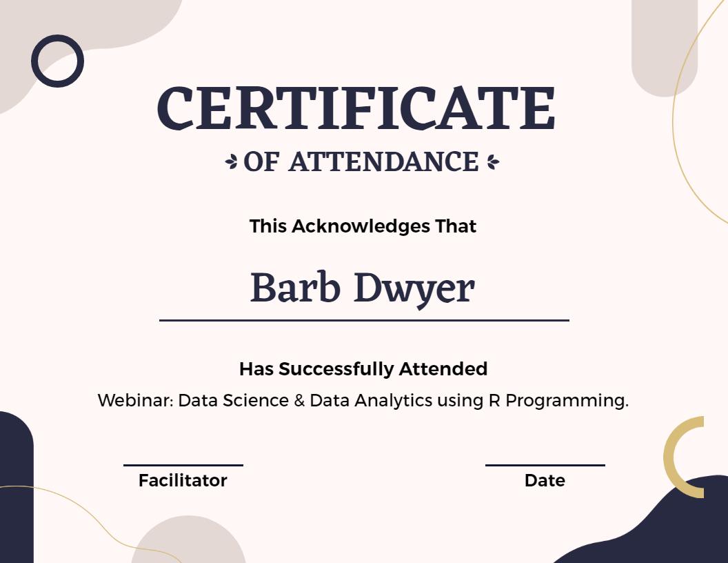 Modern Minimalist Webinar Attendance Certificate Template