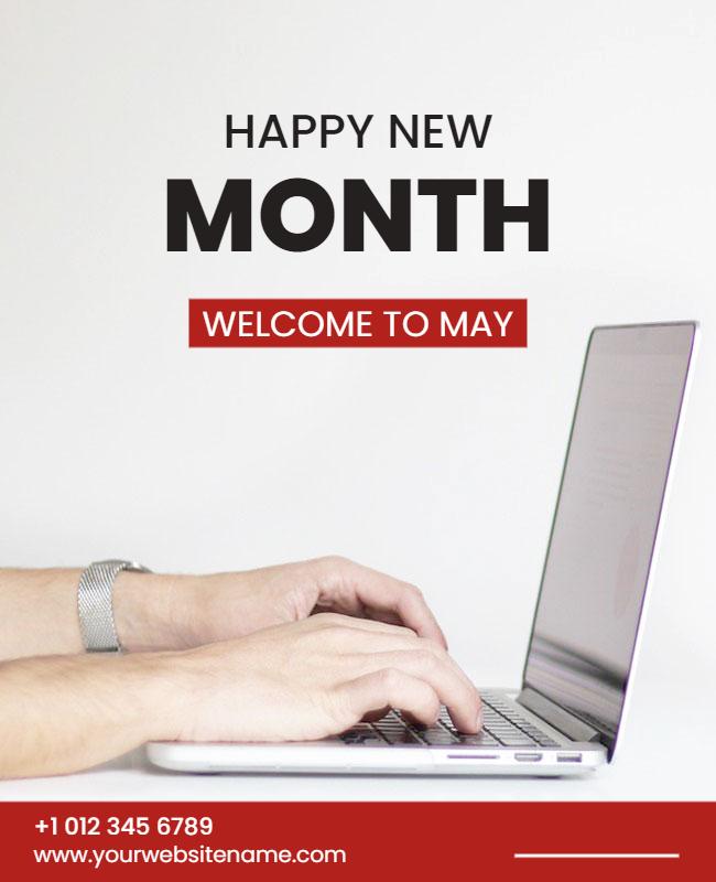 Modern Minimalist Welcoming May New Month Poster Template