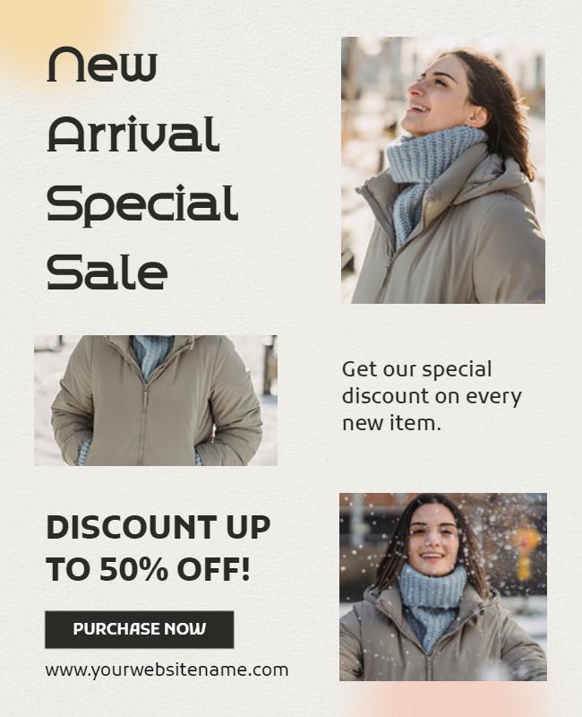 Modern Minimalist Winter Clothing Sale Poster Template