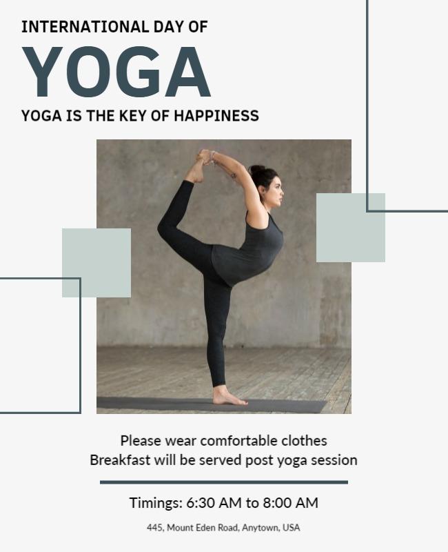Modern Minimalist Yoga Day Wellness Event Poster Template