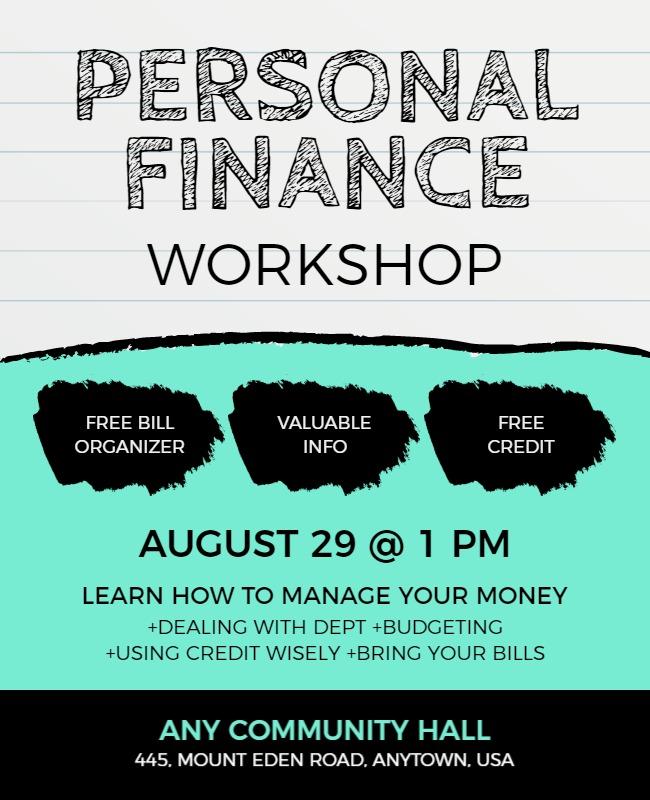 Modern Mint Green Personal Finance Workshop Poster Template