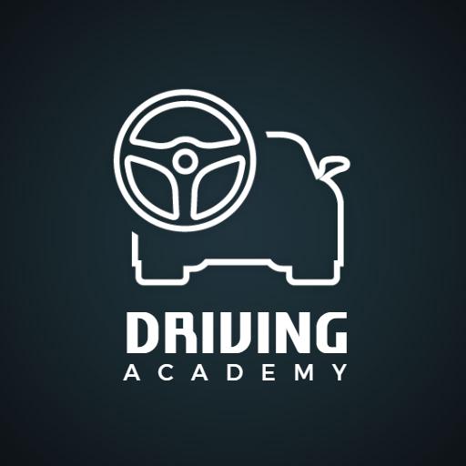 Modern Monochrome Car Design for Driving Academy Logo Template