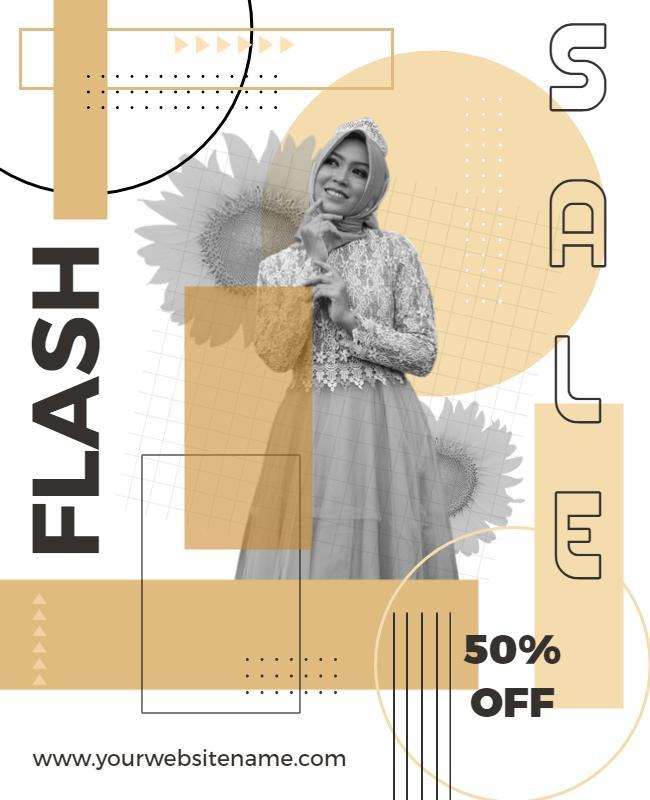Modern Monochrome Flash Sale Discount Poster Template