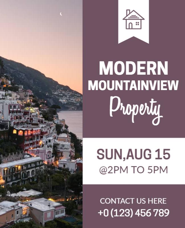 Modern Mountain View Real Estate Open House Poster Template