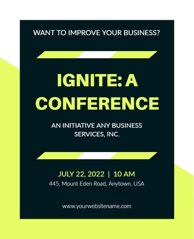 Modern Neon Green Business Conference Ignite Poster Template