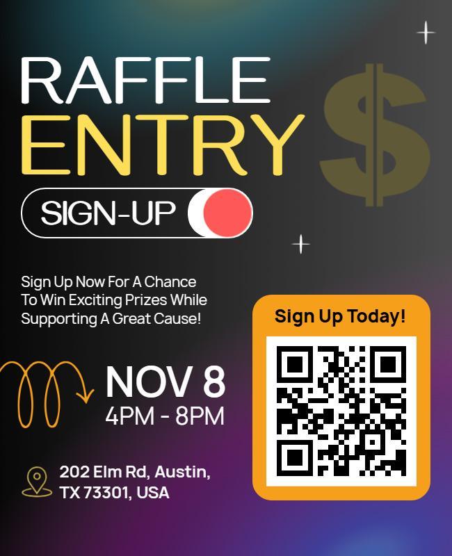 Modern Neon Raffle Entry Sign-up Event Promotion Flyer Template