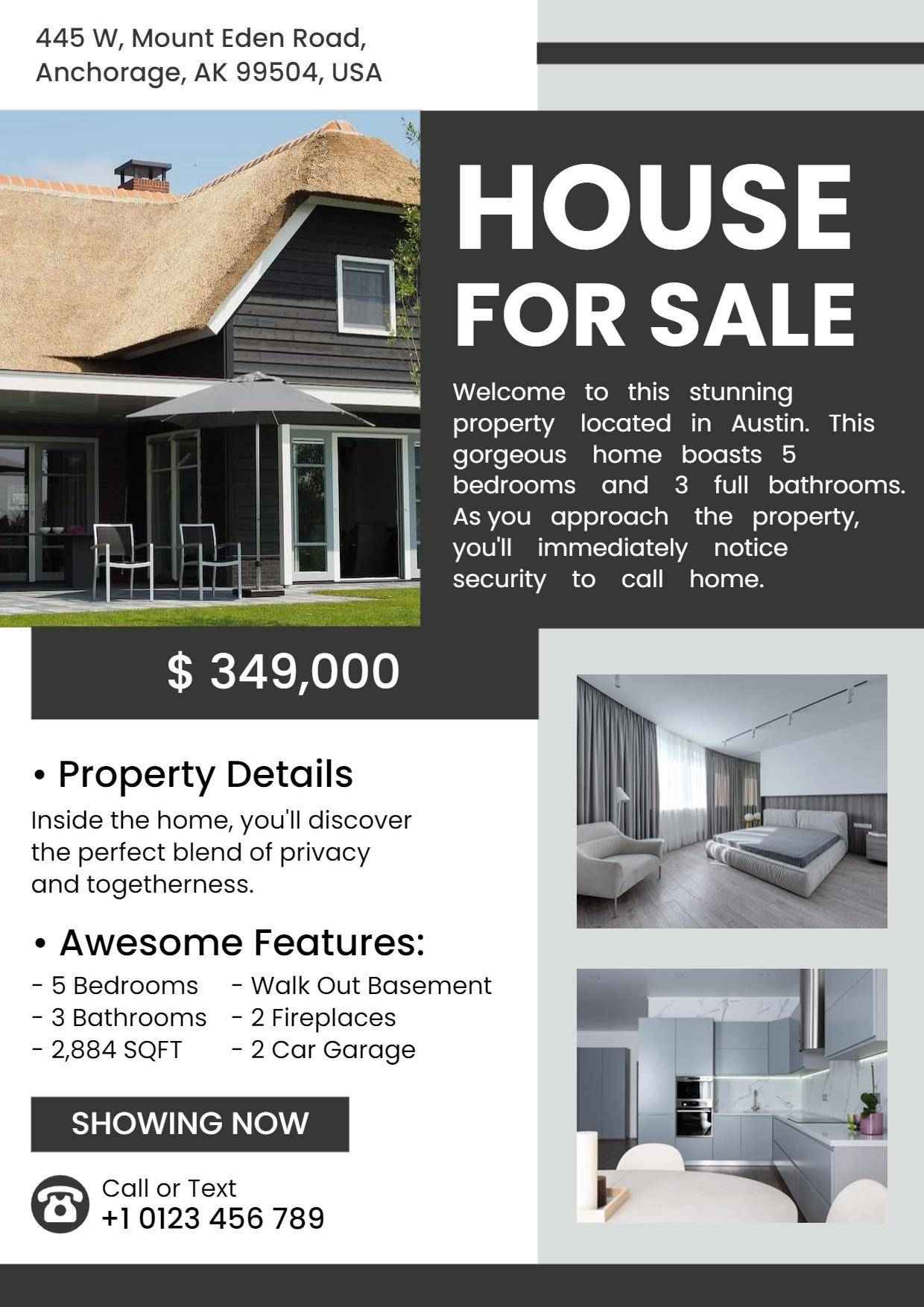 Modern Newly Built House for Sale A4 Flyer Template