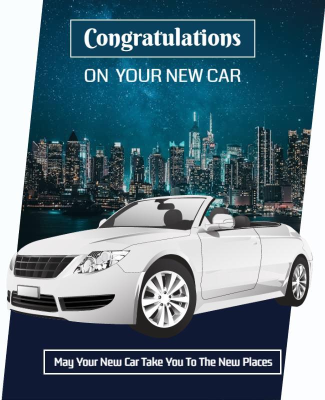 Modern Night Cityscape New Car Congratulations Poster Template