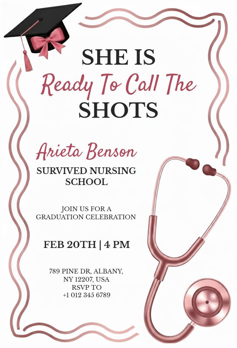 Modern Nursing Graduation Celebration Invitation Template