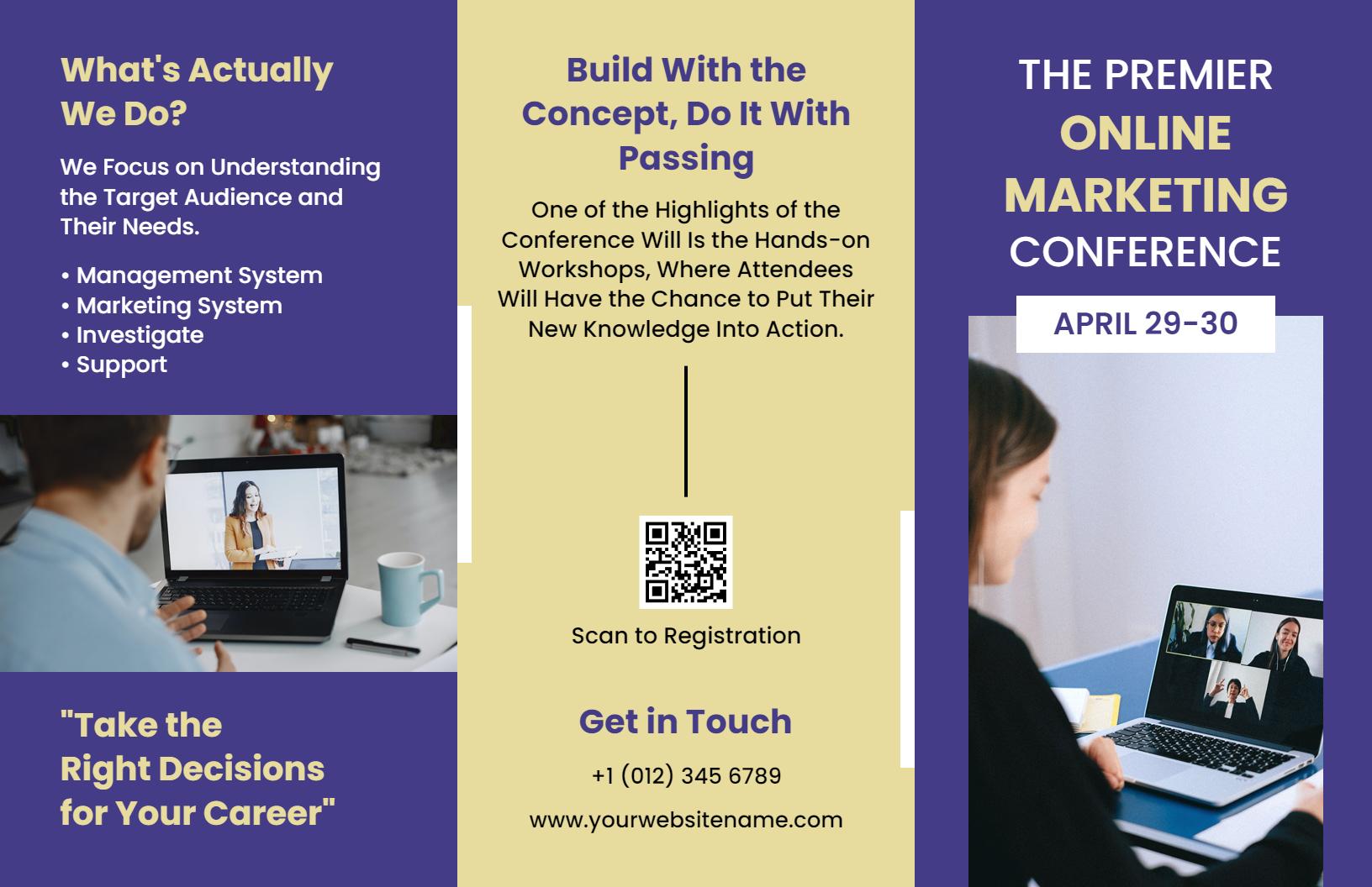 Modern Online Marketing Conference Engagement Brochure Template