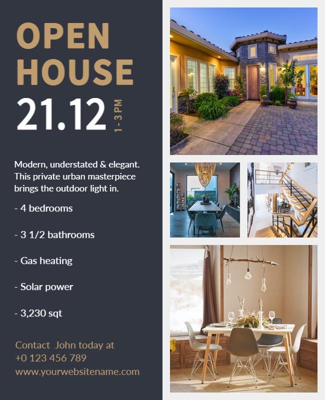 Elegant Modern Open House Property Showcase Flyer Template