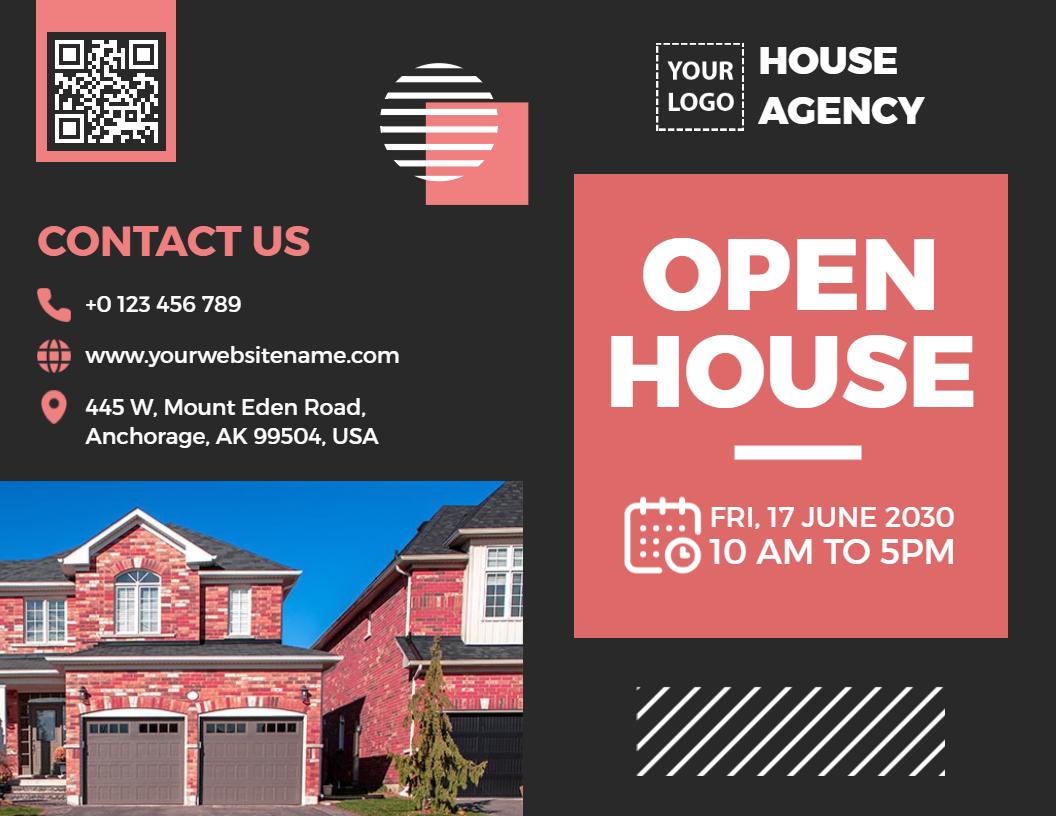 Modern Open House Real Estate Features and Information Brochure Template