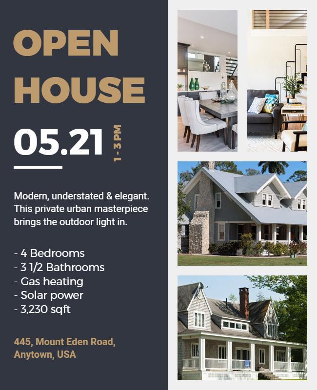 Modern Open House Real Estate Flyer Template