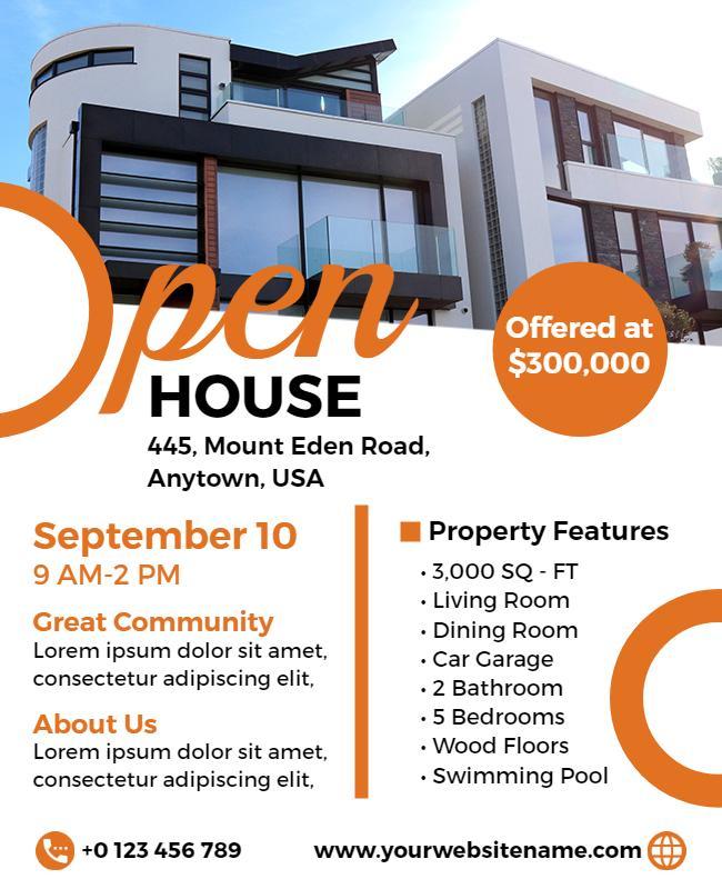 Modern Stylish Open House Real Estate Flyer Template