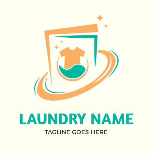 Modern Orange and Aqua Inspired Laundry Service Logo Template