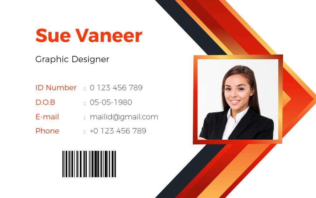 Modern Orange and Black Graphic Designer Identity Card Template