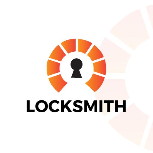 Modern Orange and Black Keyhole Design for Locksmith Logo Template