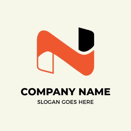 Modern Orange and Black N Letter Design for Branding Logo Template