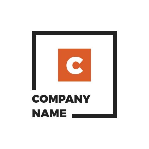 Modern Orange and Black Square Design for Business Logo Template