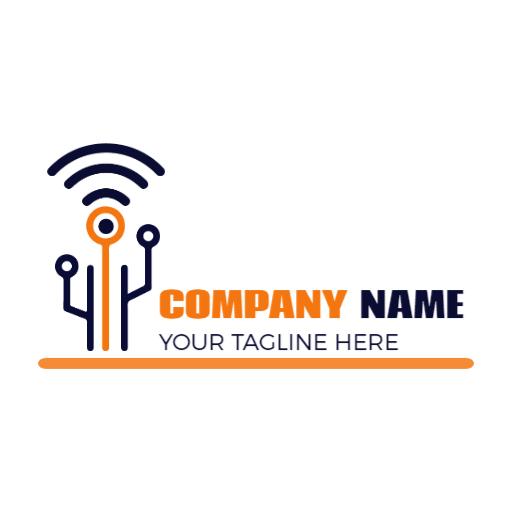 Modern Orange and Blue Telecommunications Network Design Logo Template