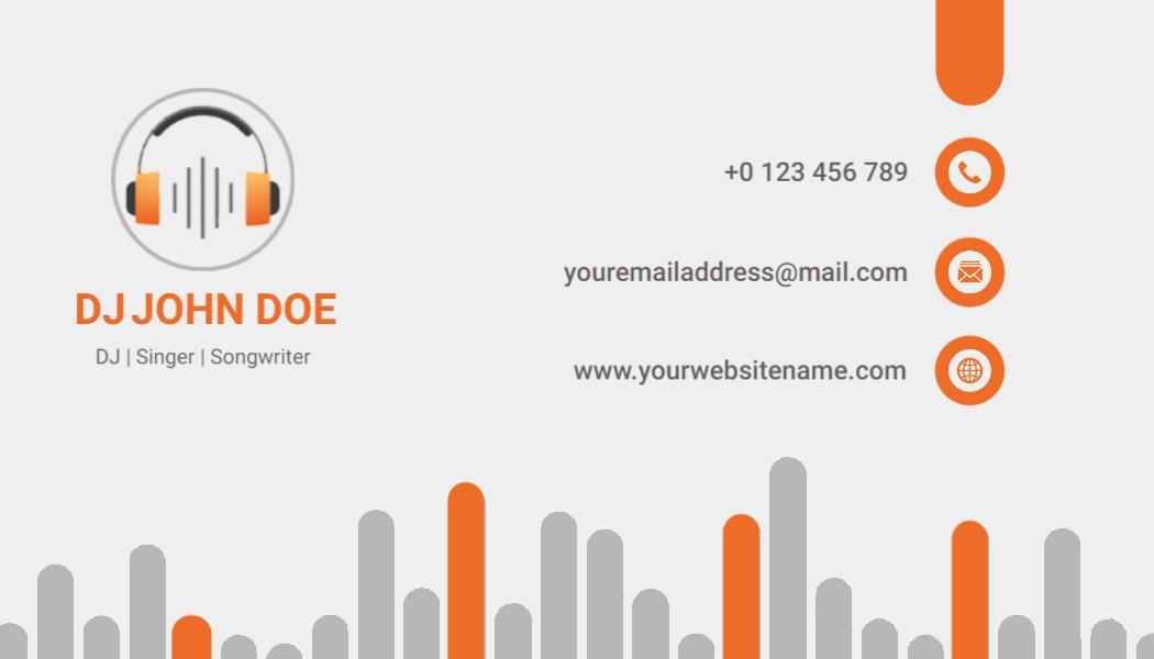 Modern Orange Audio Wave Music DJ Business Card Template