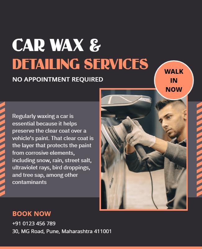 Modern Orange Car Wax and Detailing Services Poster Template