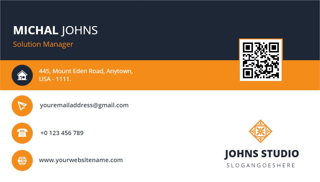 Modern Orange Corporate Solution Manager Business Card Template