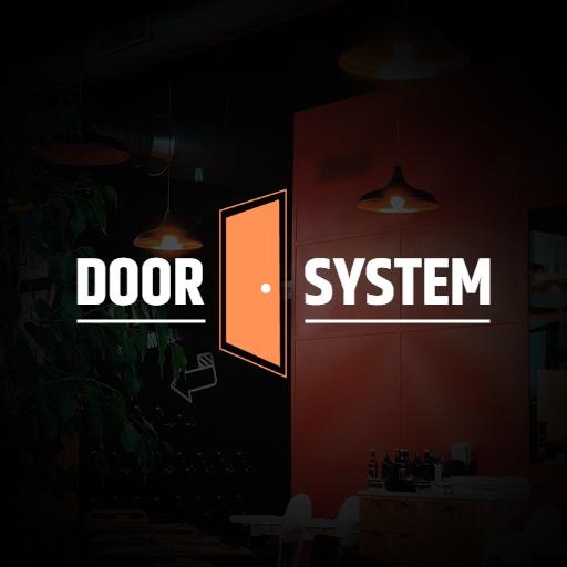 Modern Orange Door Design Showcasing Innovative Door System Logo Template