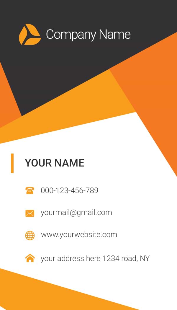 Modern Orange Geometric Design Portrait Business Card Template