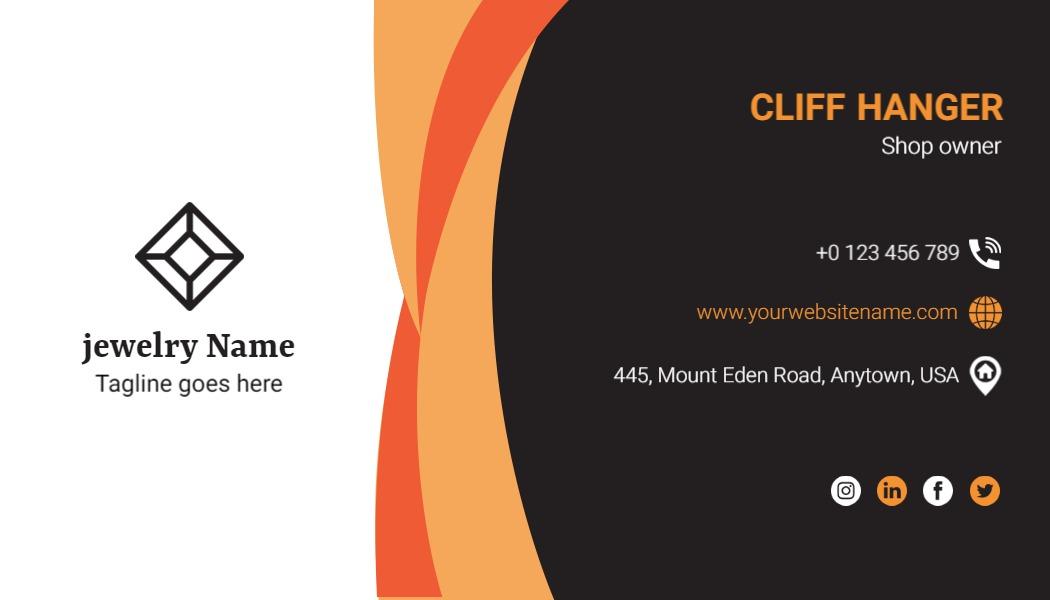 Modern Orange Geometric Jewelry Shop Owner Business Card Template