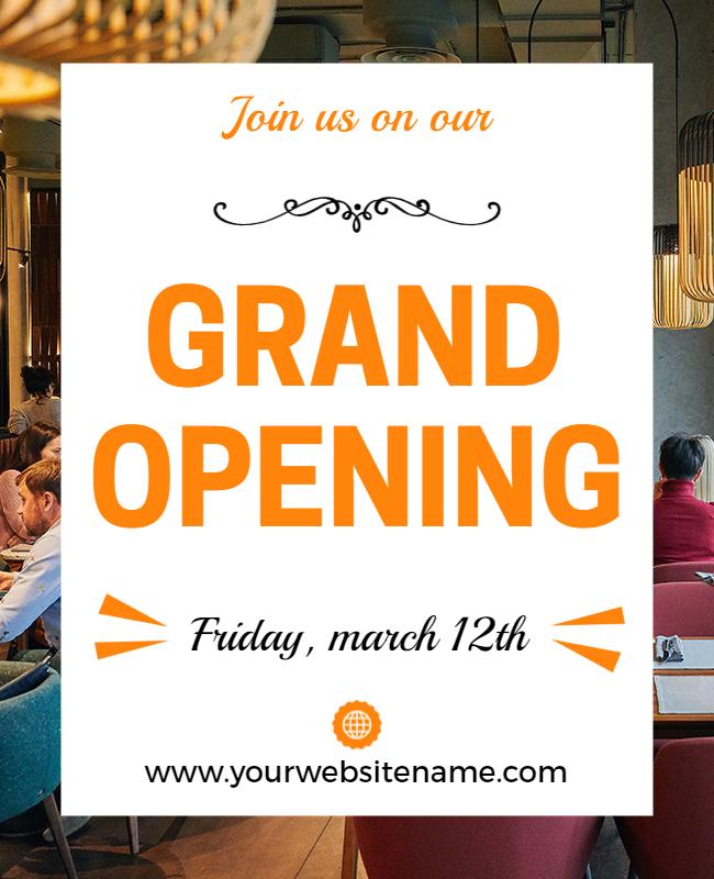 Modern Orange Grand Opening Announcement Poster Template