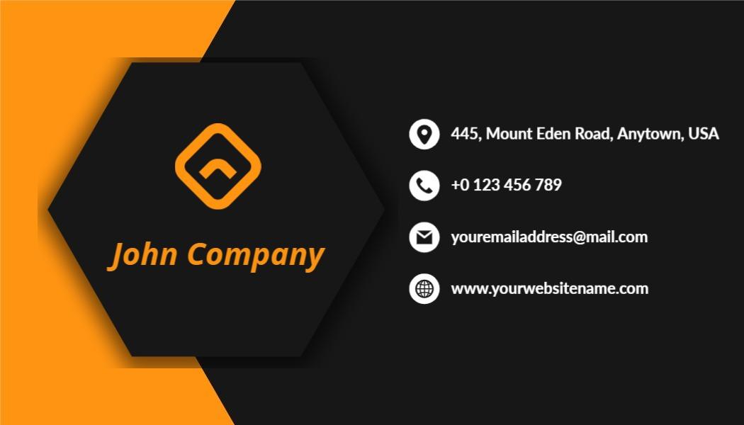 Modern Orange Hexagon Corporate Business Card Template