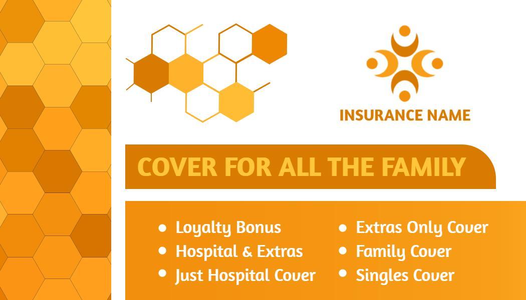 Modern Orange Hexagonal Insurance Agent Visiting Card Template