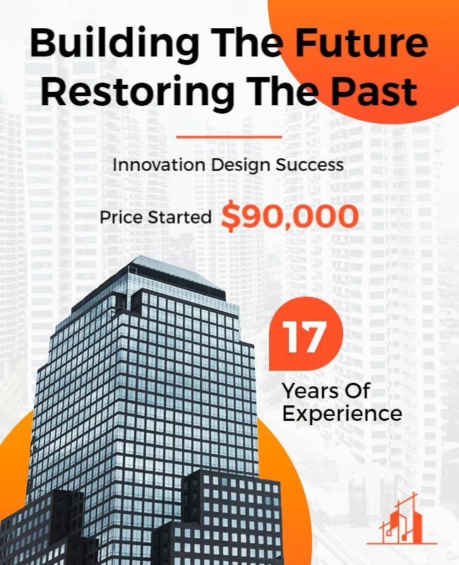 Modern Orange Innovation Design Construction Poster Template