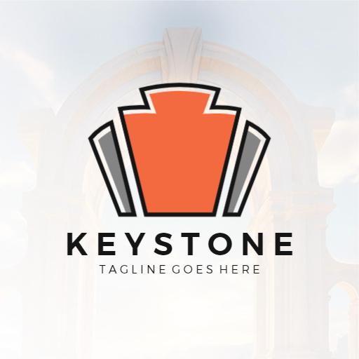 Modern Orange Keystone Design Representing Stability Logo Template