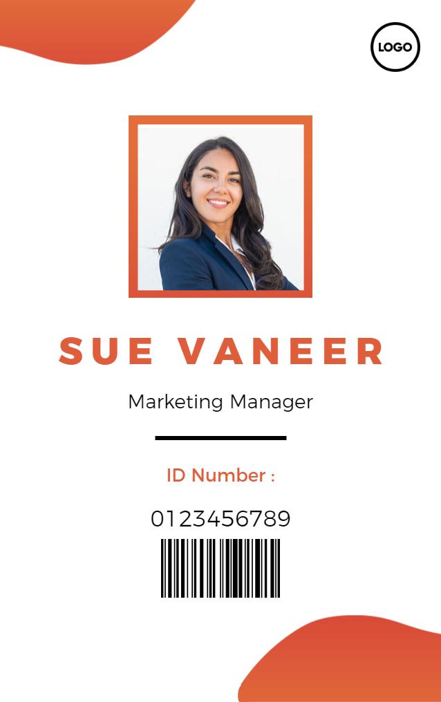 Modern Orange Marketing Manager Identity Card Template