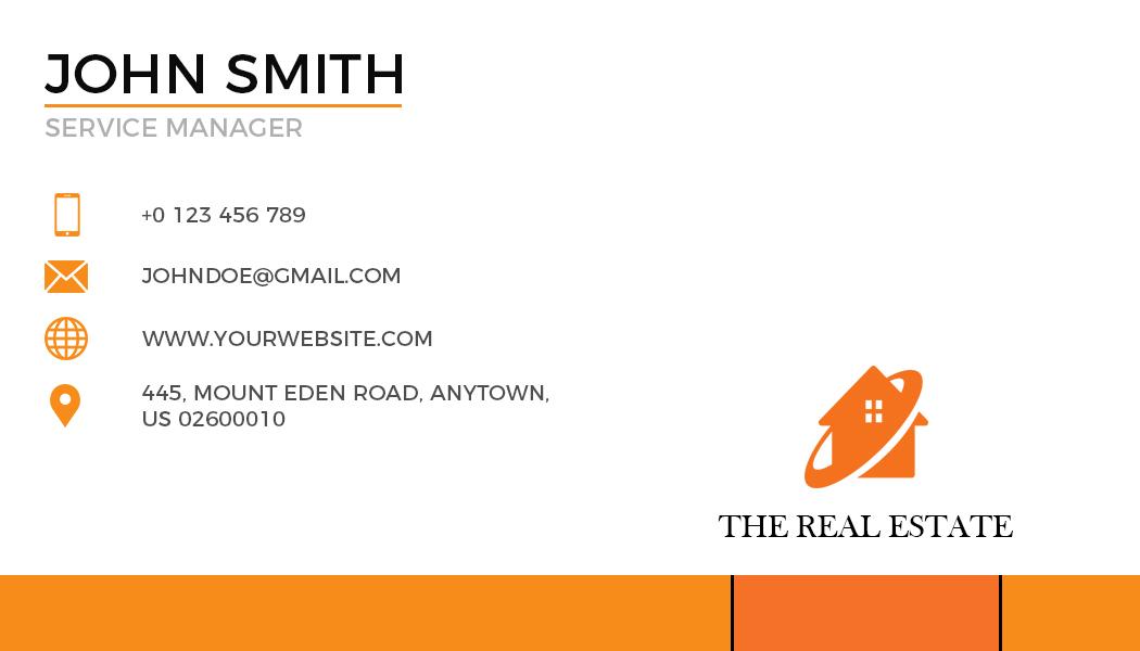 Modern Orange Real Estate Service Manager Business Card Template